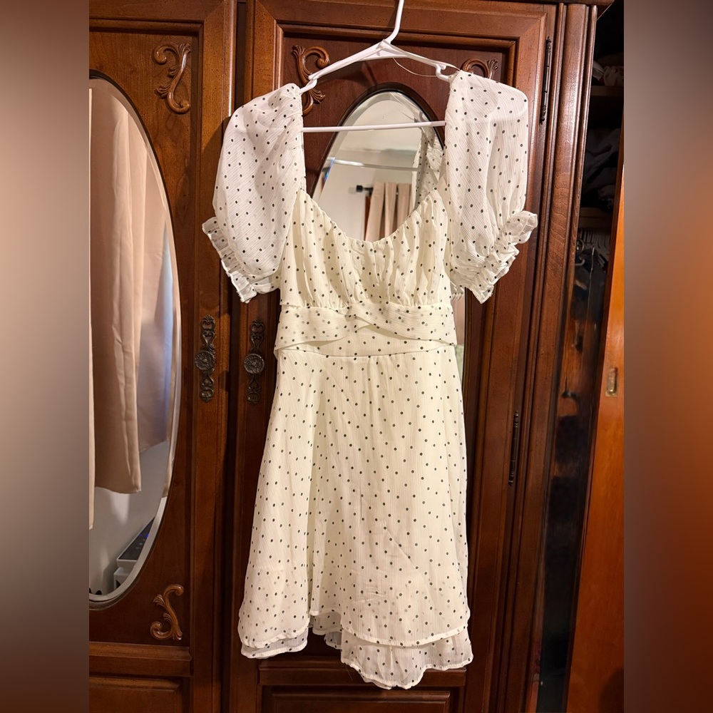 White Polka Dot Dress - Picture 3 of 4